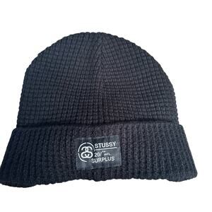 Stussy Waffle Knit Beanie Cap Hat With Bill Black One‎ Size Hipster Cap Brimmer
